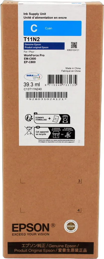 Consommable d'impression Cyan XL Epson EM/EP-C800R pour WorkForce Pro
