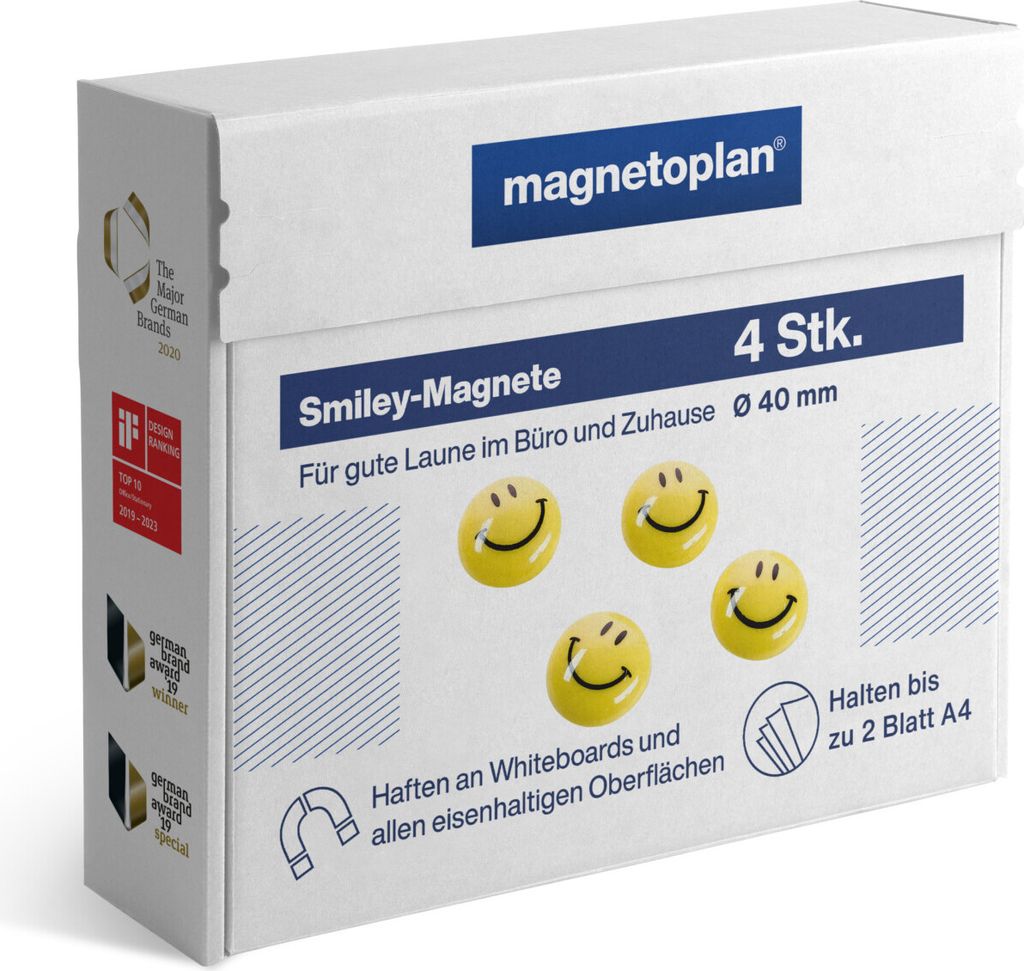 Smiley Magnete groß 40mm 4St