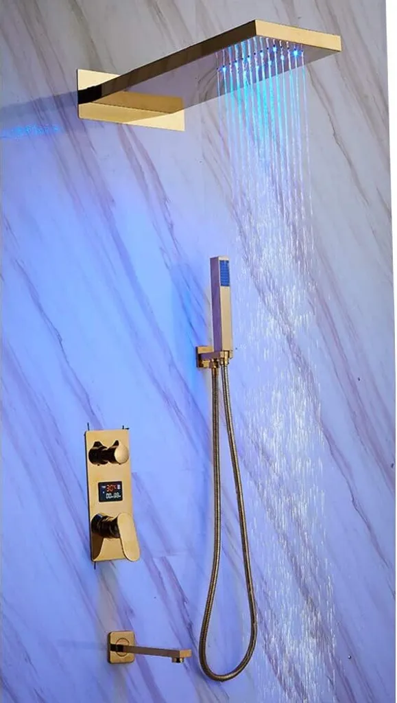 Set de douche encastrable complet avec ciel de pluie et mitigeur digital - 6