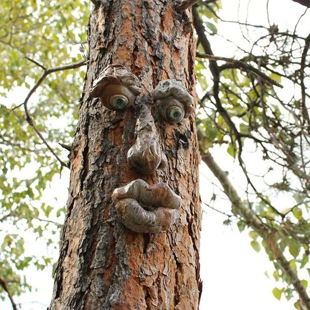 Lustige Alte Mann Baum Gesicht Garten Dekoration - 3D Skulptur - Einzigartiges Gartenaccessoire