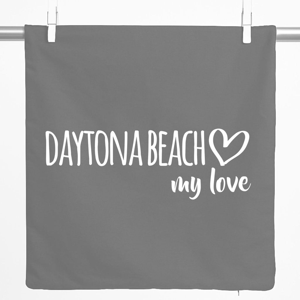 Huuraa Kissenbezug Daytona Beach my love 40x40cm Steel Grey Baumwolle Dekokissenbezug Geschenkidee