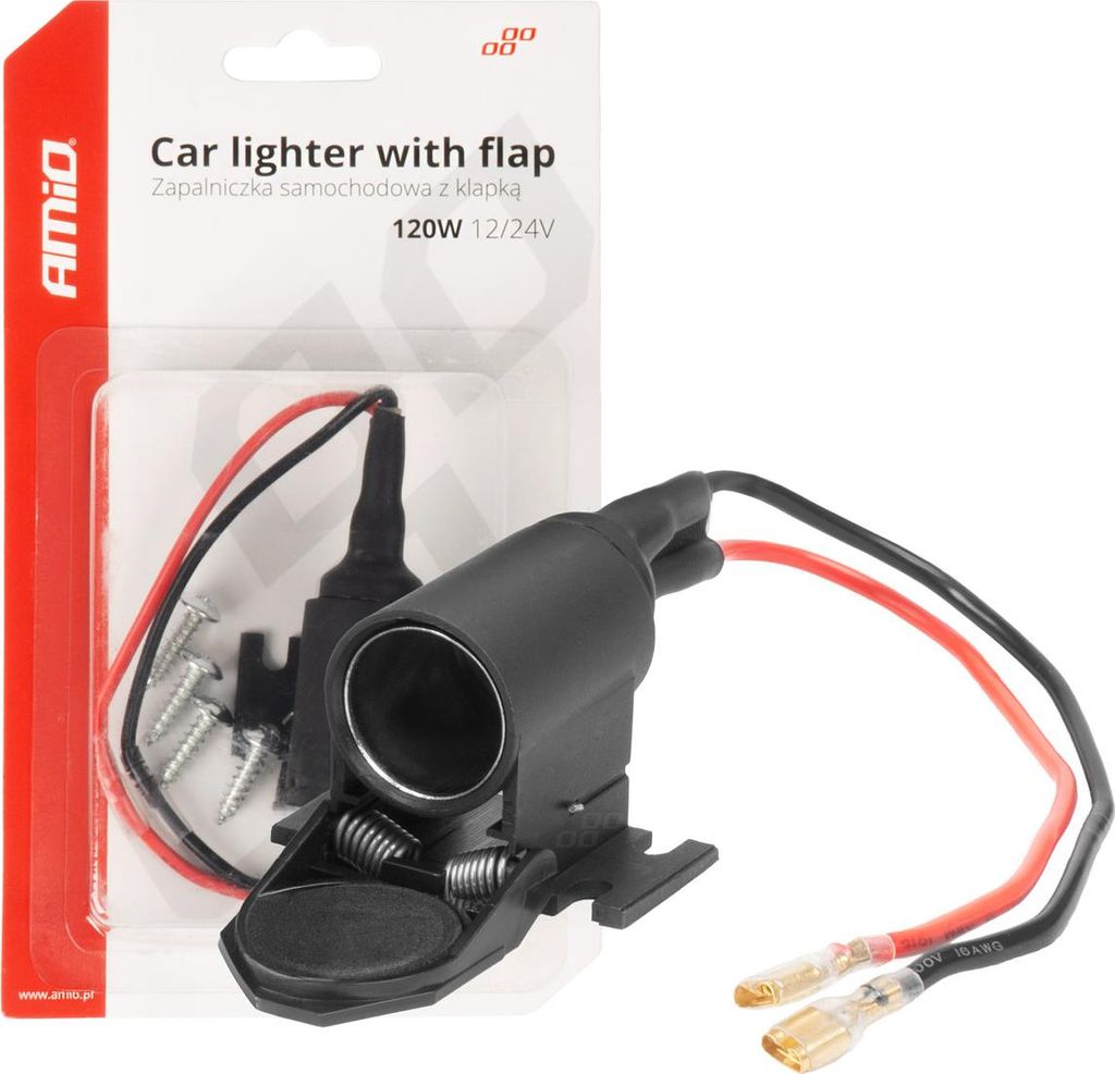 Auto-Zigarettenanzünder Steckdose 12V/24V mit Schutzklappe AMIO-04128