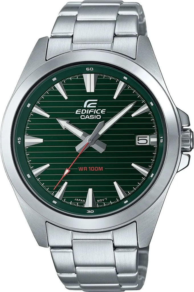 Casio Edifice EFV-140D-3AVUEF Montre Homme Argent avec Cadran Vert