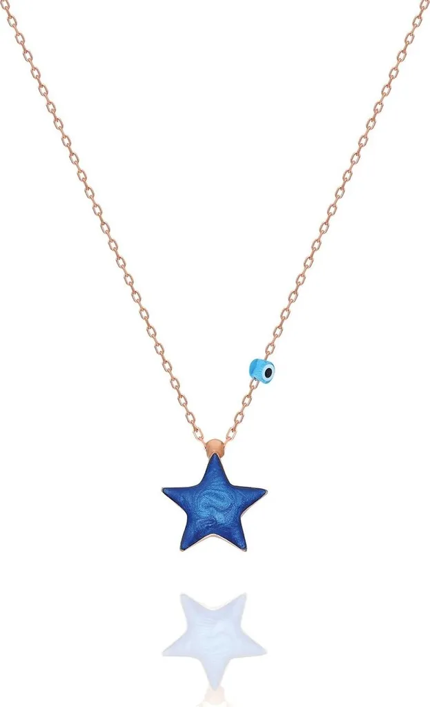 Collier argent 925 anti-allergie, pendentif étoile bleue, ne noircit pas