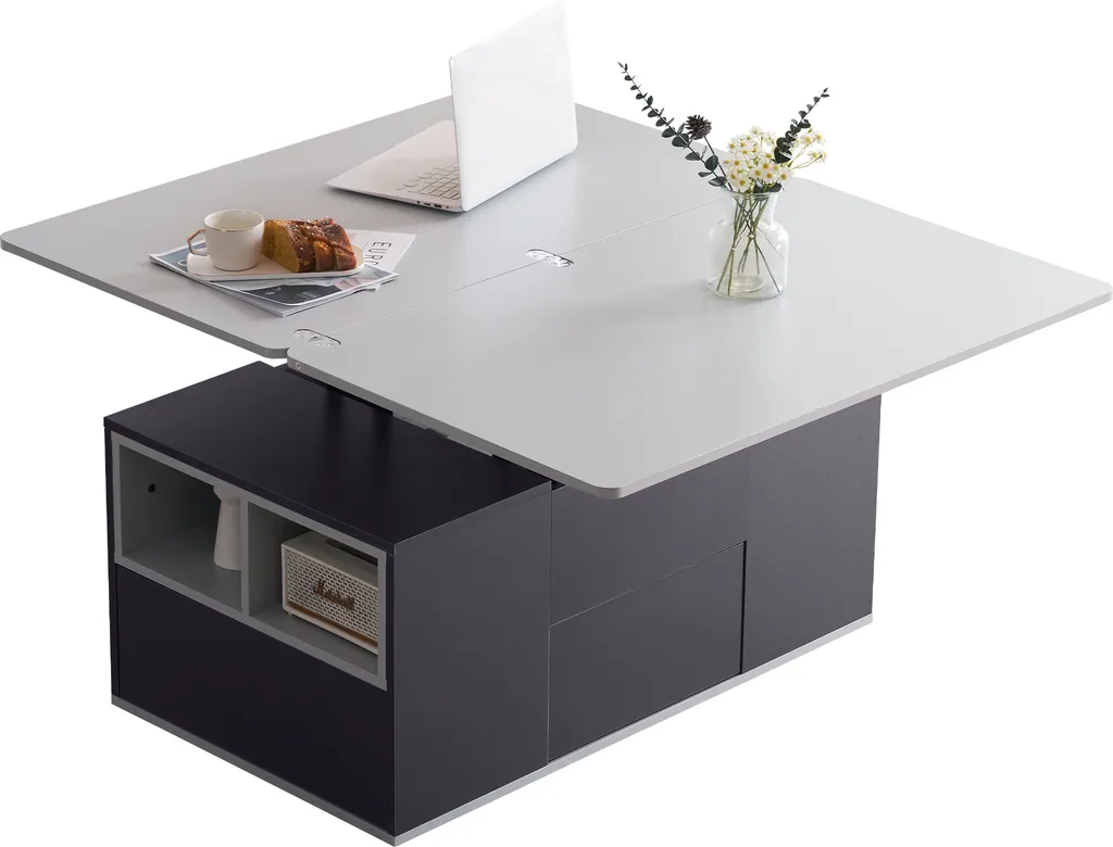 Table basse relevable et extensible bicolore pour salon moderne - 10