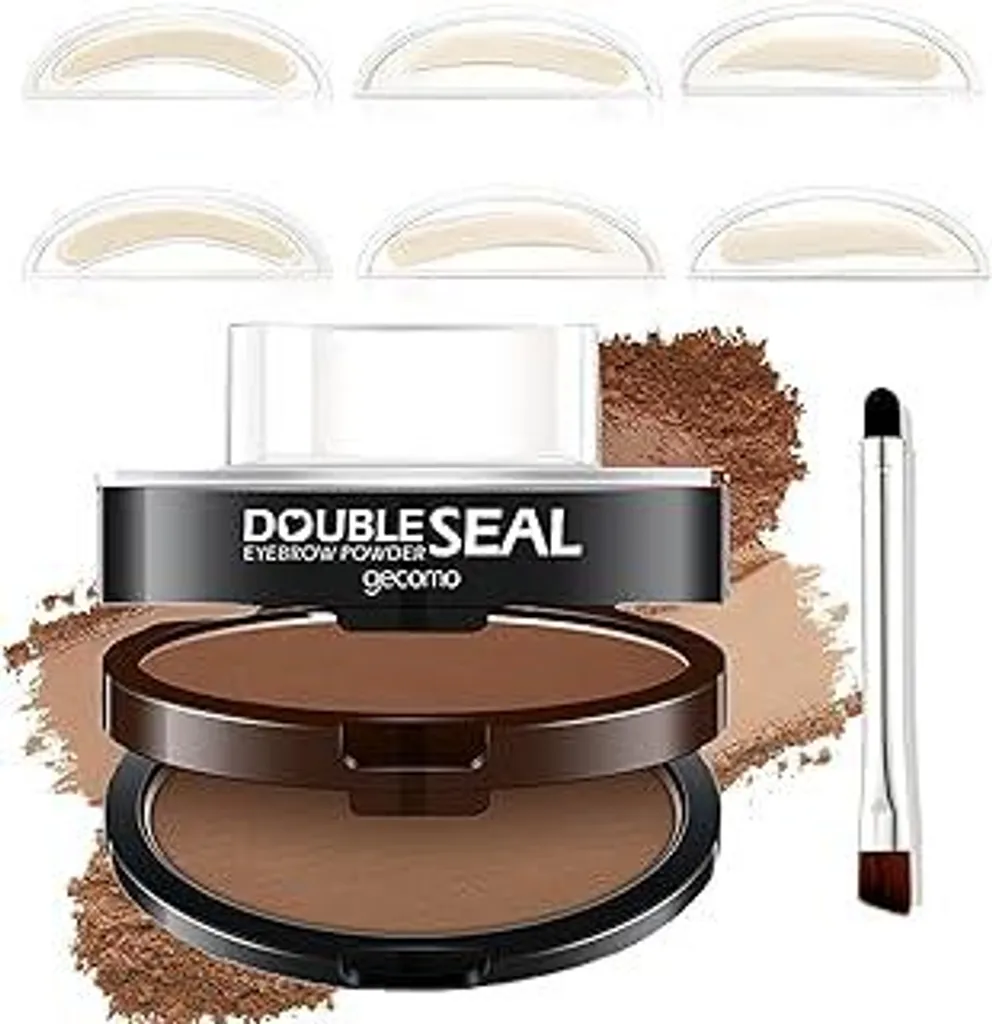 Colore per sopracciglia in polvere, bicolore resistente all'acqua Timbro per sopracciglia Polvere per sopracciglia, un solo passaggio, facile da usare Sagoma per sopracciglia Altamente pigmentato Kit per colorare le sopracciglia a lunga tenuta