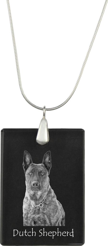 Holländischer Schäferhund, Hollandse Herdershond - Kristallanhänger mit Hund, Silberhalskette mit Foto, personalisierter Anhänger der Marke Art...