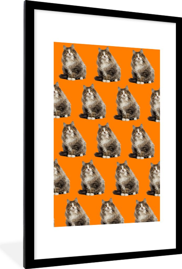 MuchoWow MuchoWow Gerahmtes Poster Tiere - Orange - Muster 60x90 cm - Poster mit zchwarzem Bilderrahmen - Dekoration - Wandposter Wohnzimmer - ...