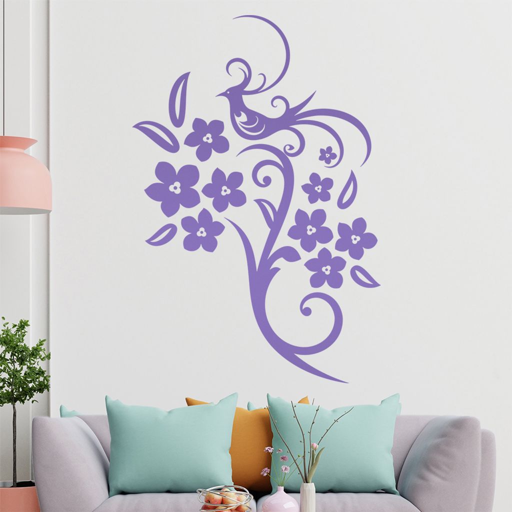 Fasan Vogel Ranke Wandtattoo in 6 Größen - Wandaufkleber Wall Sticker - Dekoration, Küche, Wohnzimmer, Schlafzimmer, Badezimmer