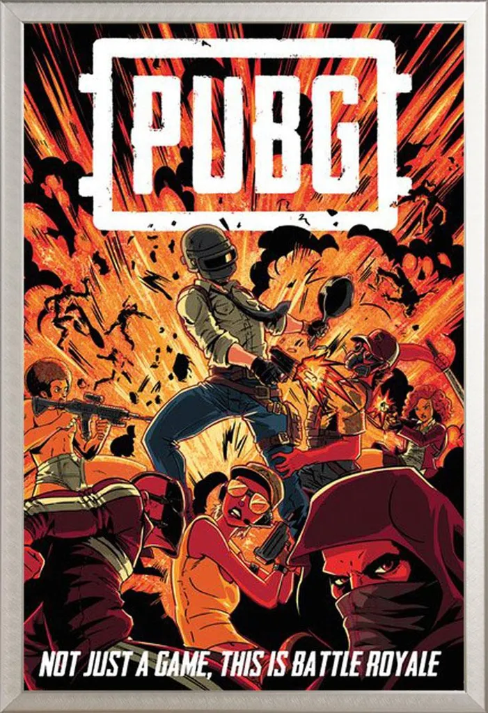 Cadre photo avec affiche PUBG Boom, design aluminium Shinsuke Silver