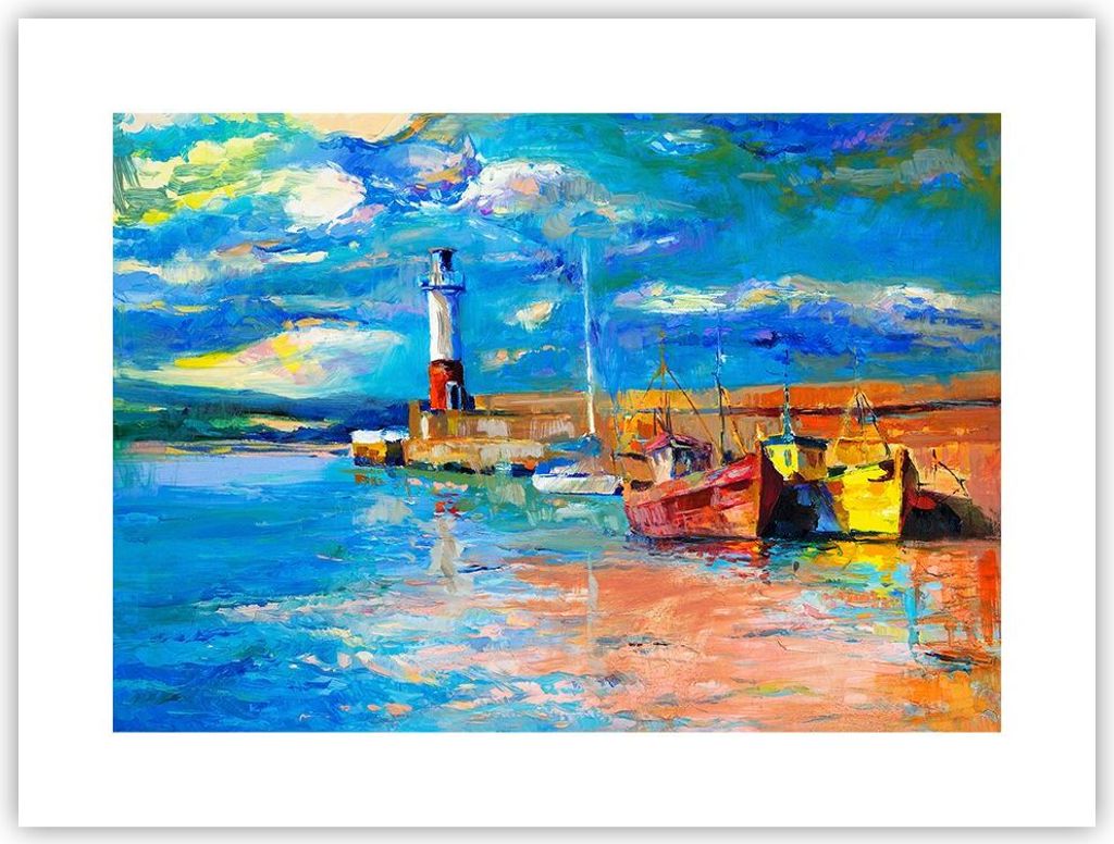 Poster - Poster ohne Rahmen - Leuchtturm Meer - 40x30 cm - Wand Bild - Wanddeko - Wandbilder - Kunstposter - Wandposter - Bilder - Kunstdruck - Wan...