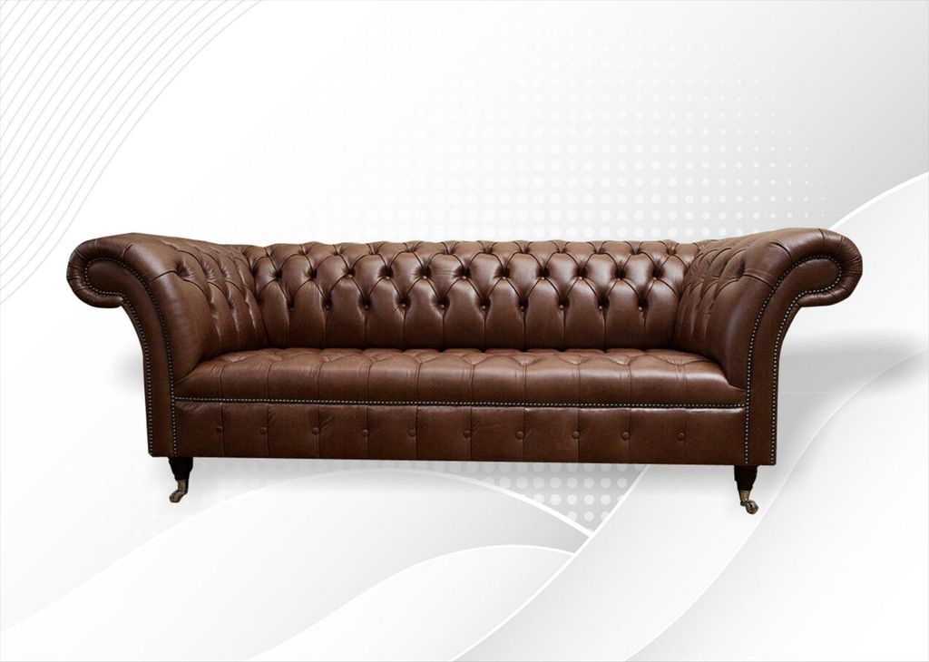 Chesterfield Couch Polster Sofas Klassische Leder 3 Sitzer Couchen Sofa Braun