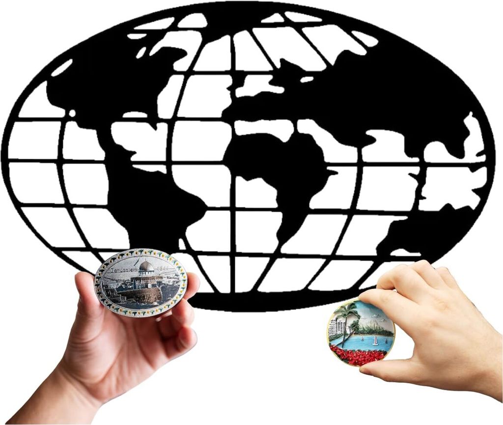 Anwicar Magnettafel Weltkarte - Magnetische Pinnwand 82x52 cm - Schwarz