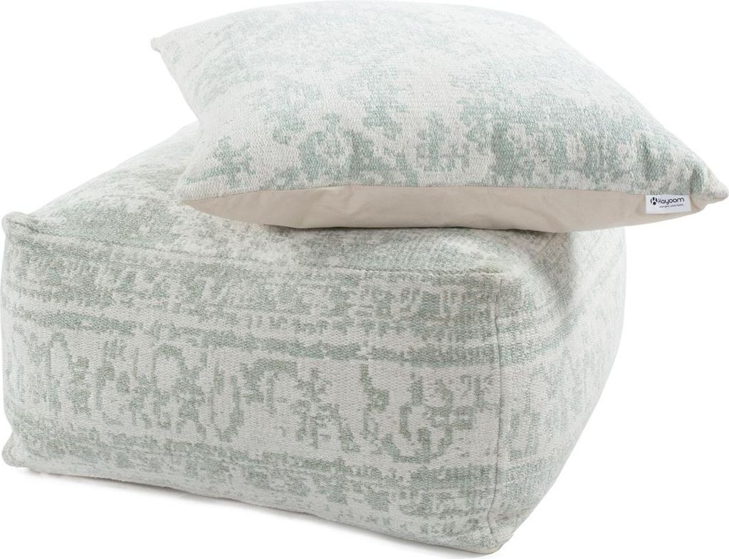 Paramount Pouf & Cushion Set 100 Elfenbein / Mint 80cm x 80cm