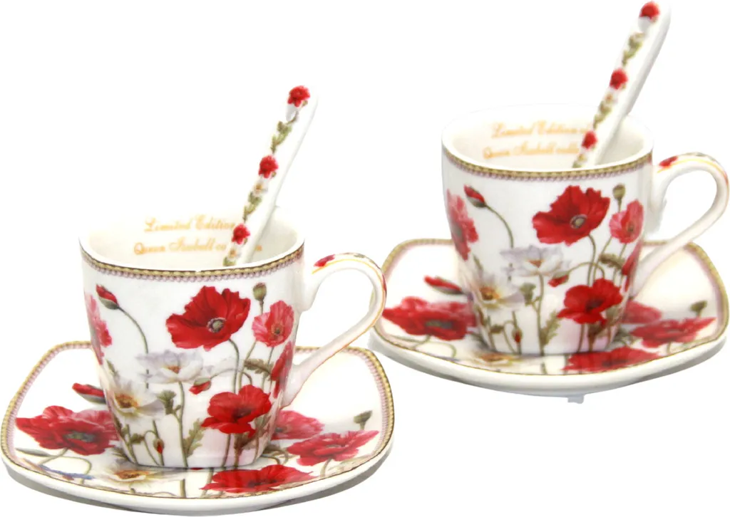 Set Tazzine Espresso Porcellana Queen Isabell Professional Grade Papaveri