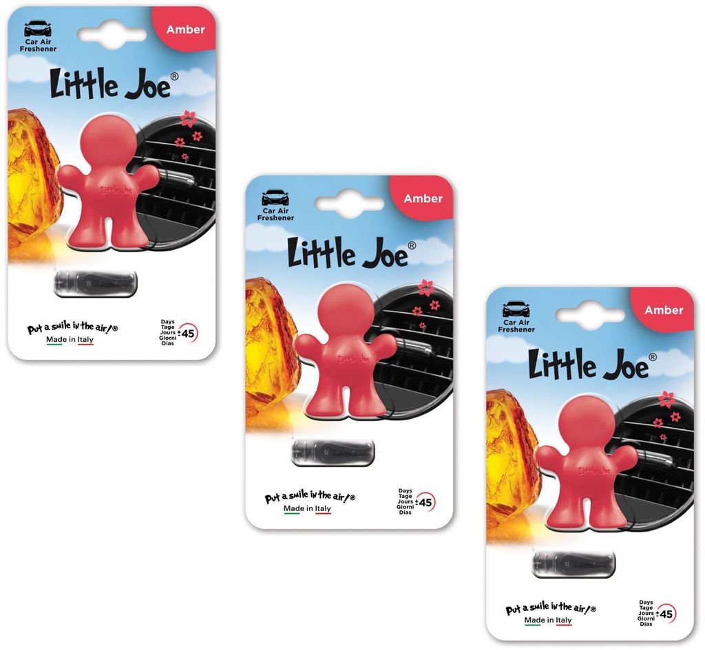 3er Pack Little Joe AMBER / Bernstein Auto-Lufterfrischer, zum Anbringen an jedem Lüftungsgitter, +/-45 Tage Frische im Auto, Haushalt, Kleidersch...