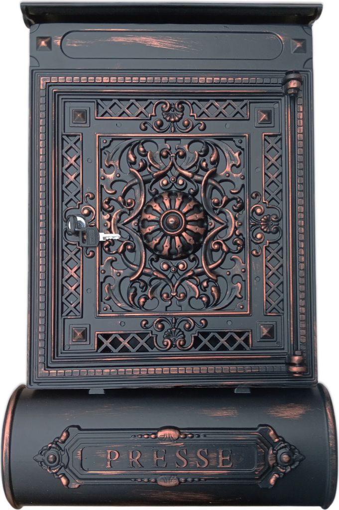 LUXUS ALUGUSS Massiver Briefkasten - Antik Schwarz Retro Produktbild 