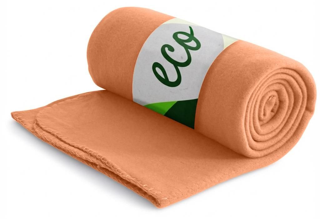 Ekologická fleecová deka v oranžové barvě ze 100 % Obrázek produktu 