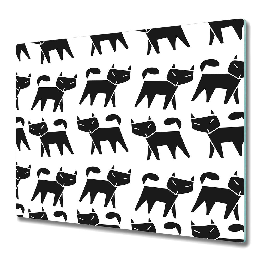 Küchenschneidebrett - Glasschneidebrett - Herdabdeckung - 60x52 - Geometrische Katzen