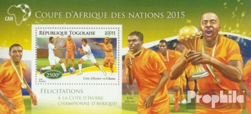 Briefmarken Togo 2015 Mi Block 1141 (kompl. Ausgabe) postfrisch Fußball