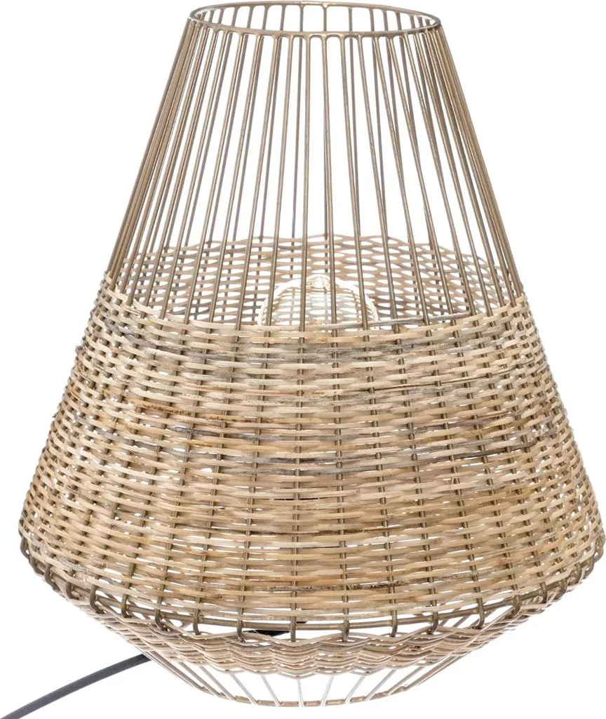 Lampe en osier et métal CHERAW beige 33 cm - Luminaire naturel bohème