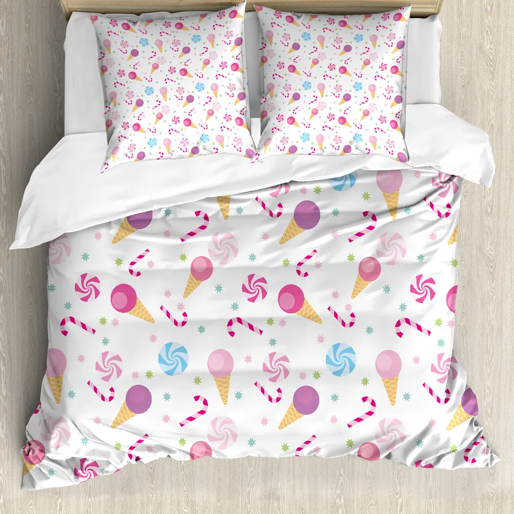 Linge de lit enfant et ado motif confiserie Ice Cream multicolore 220cm