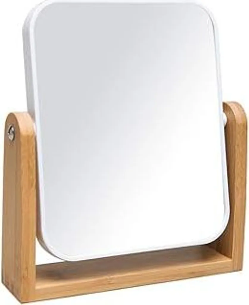 Specchio Trucco YEAKE 1X/3X | Supporto Bambù Antiscivolo da Tavolo