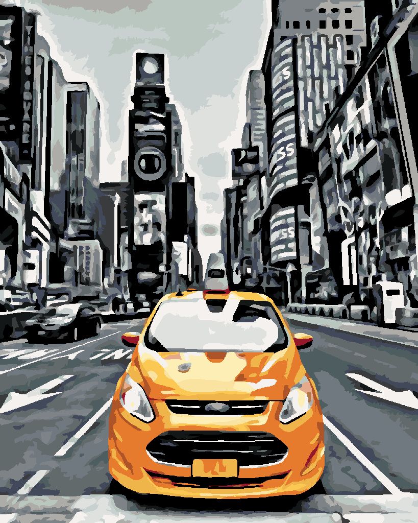 Zuty - Malen nach Zahlen - GELBES TAXI IN NEW YORK, 40x50 cm, mit Keilrahmen (bereits gespannt)