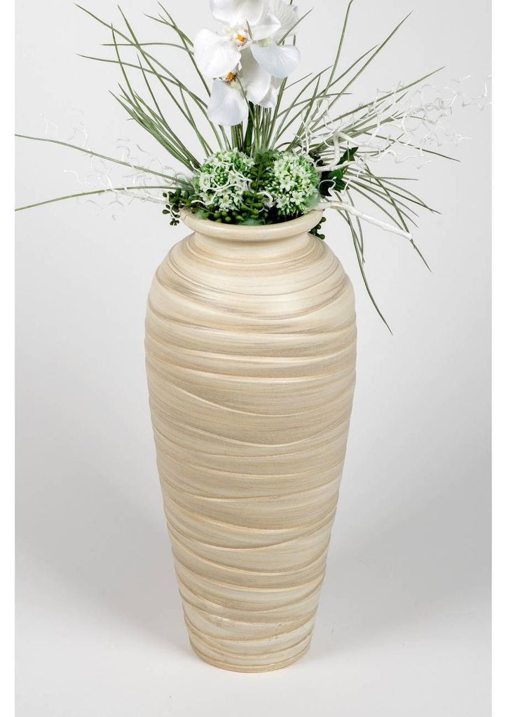 Dekorative schwere Bodenvase 60cm Creme
