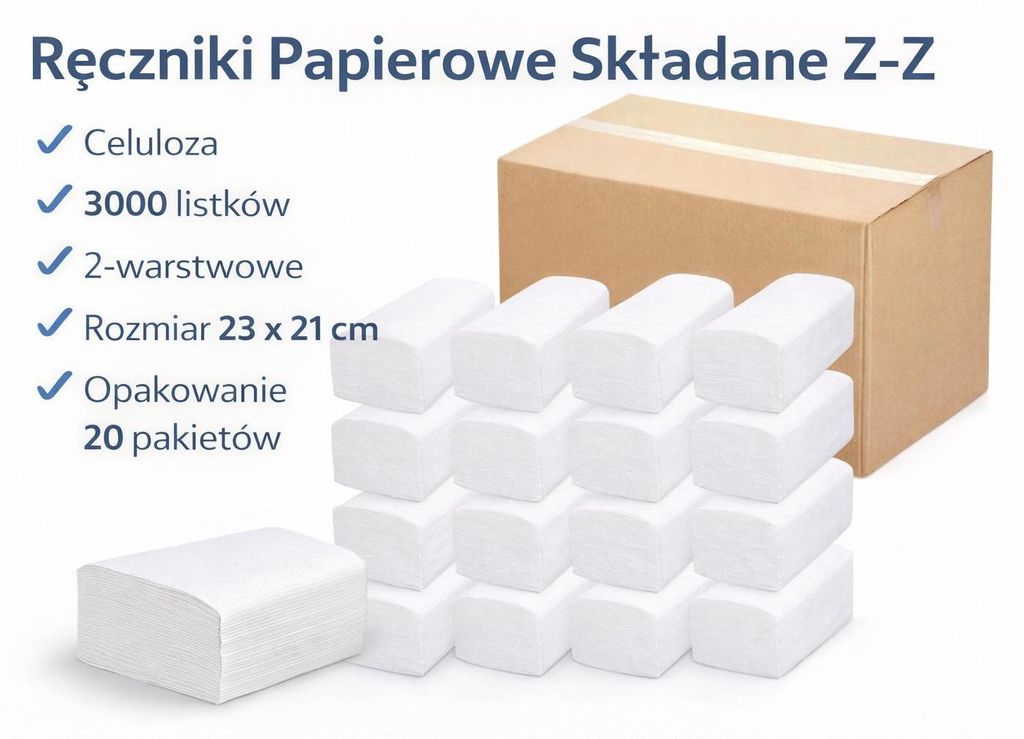 Falthandtücher aus Zellstoff, weiß, 23 x 21cm, 3000 Blatt, 20 Packungen