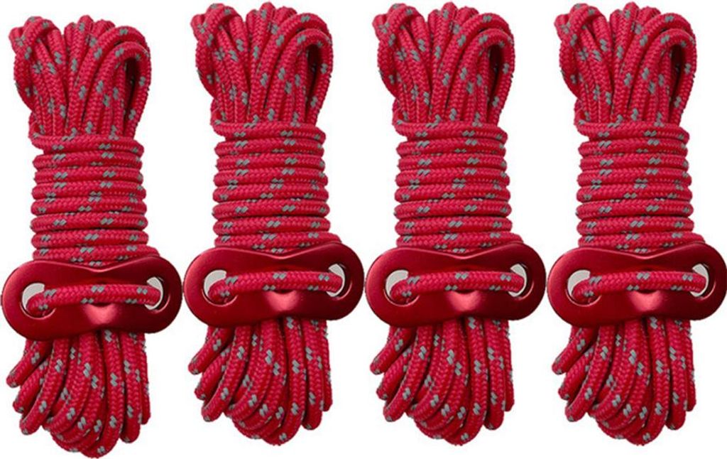8-Knopf-Hochleistungs-Campingseil – 3,5 mm reflektierende Outdoor-Abspannleinen mit Spannvorrichtung, starkes Nylonseil für große Zelte, Planen...