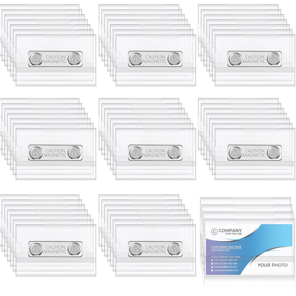 60 magnetische Namensschilder (90 x 55 mm) aus PVC für Kleidung, Ausweishalter, Arbeit, Büro, Konferenzen, Schule und geschäftliche Zwecke