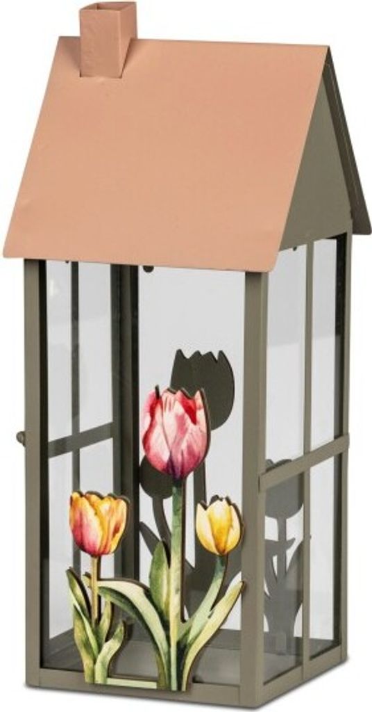 Dekorative Laterne , Haus Wili 13x30cm klassisches Design aus lackiertem Eisen Metall weiss