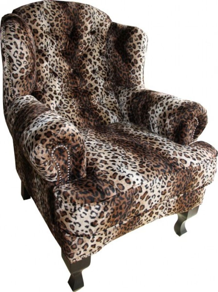 Casa Padrino Limited Edition Designer Chesterfield Ohren Sessel Leopard - Club Möbel
