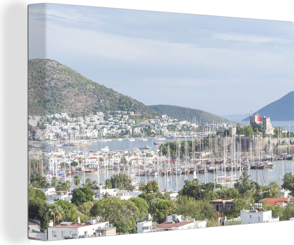 OneMillionCanvasses - Leinwandbilder - 140x90 cm, Der Yachthafen von Bodrum an der Türkischen Riviera, Wandbilder Kunstdruck Wanddekoration - Fo...