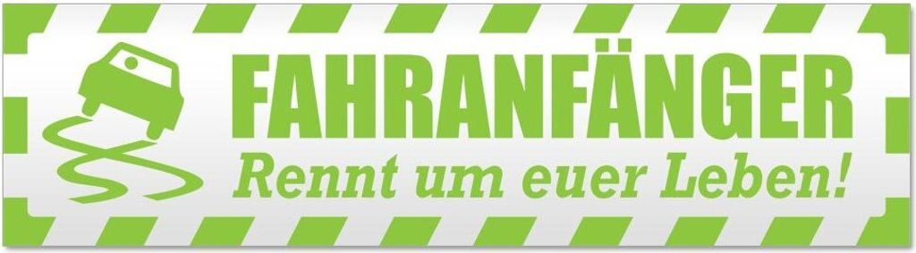 Kiwistar - Autoaufkleber - Lindgrün - 20 x 5,3 cm - Fahranfänger rennt Leben V2 gestreift - Hinweis Aufkleber Sticker für Auto, Kfz, Fahrrad, PK...