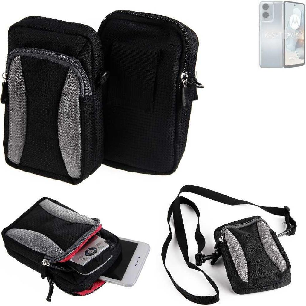 K-S-Trade Holster Schutz Hülle kompatibel mit Motorola Moto G24 Power Handy Hülle Gürteltasche Umhängetasche mit Zusatzfach schwarz