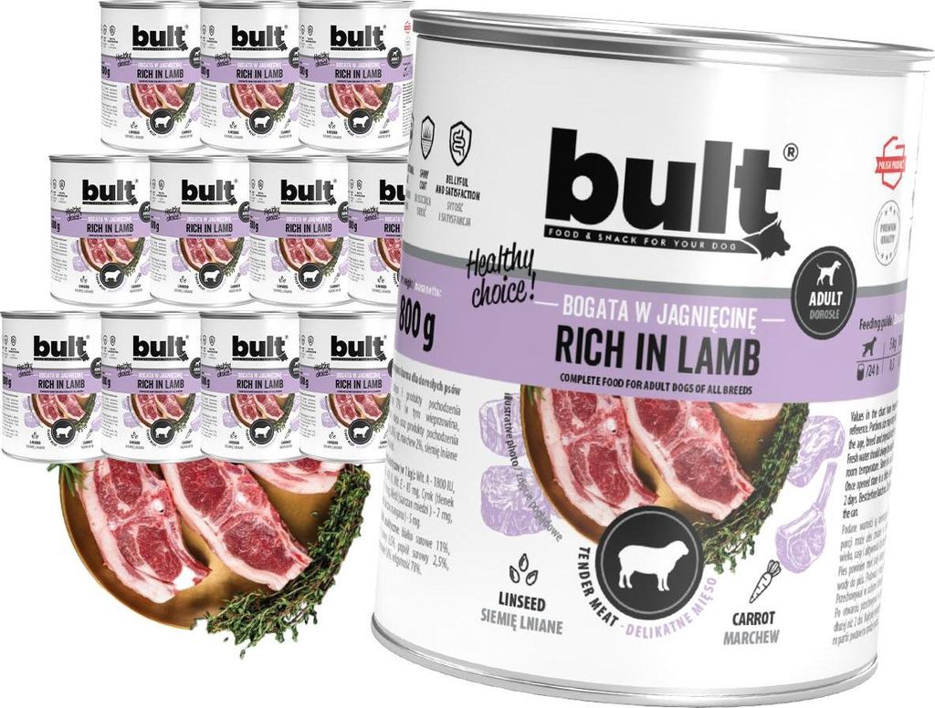 Bult Nassfutter Für Hunde, Reich An Lamm, Set 12X800G Immagine del prodotto 
