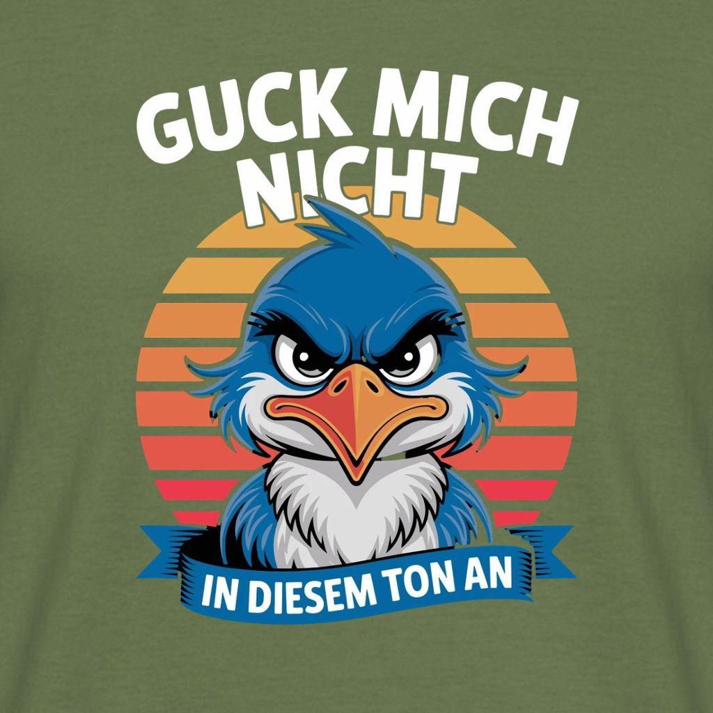 Spreadshirt Guck Mich Nicht In Diesem Ton An | Frecher Vogel Männer T-Shirt, L, Militärgrün