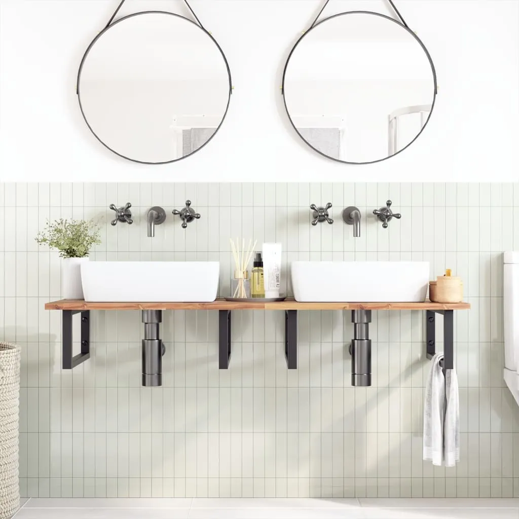 Offerta SYFAX: Piano Mensola Bagno Acacia 120x50x2cm Legno Vero