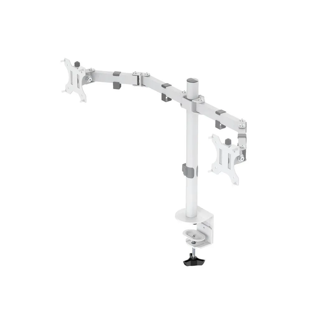 Support de Table Double Écran pour Moniteur 13 à 32 Pouces Blanc - 4