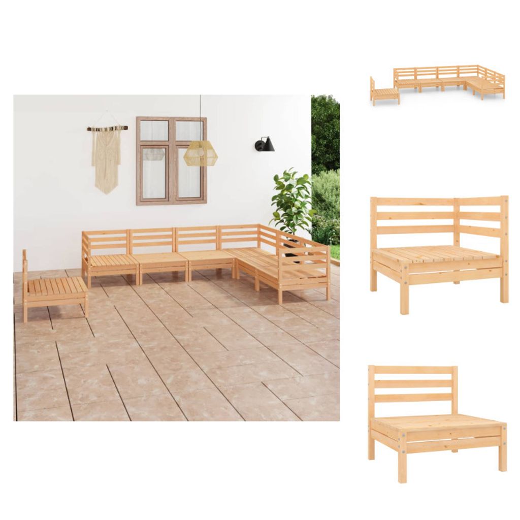 vidaXL 7-tlg. Garten-Lounge-Set Massivholz Kiefer - Gartenmöbel-Sets