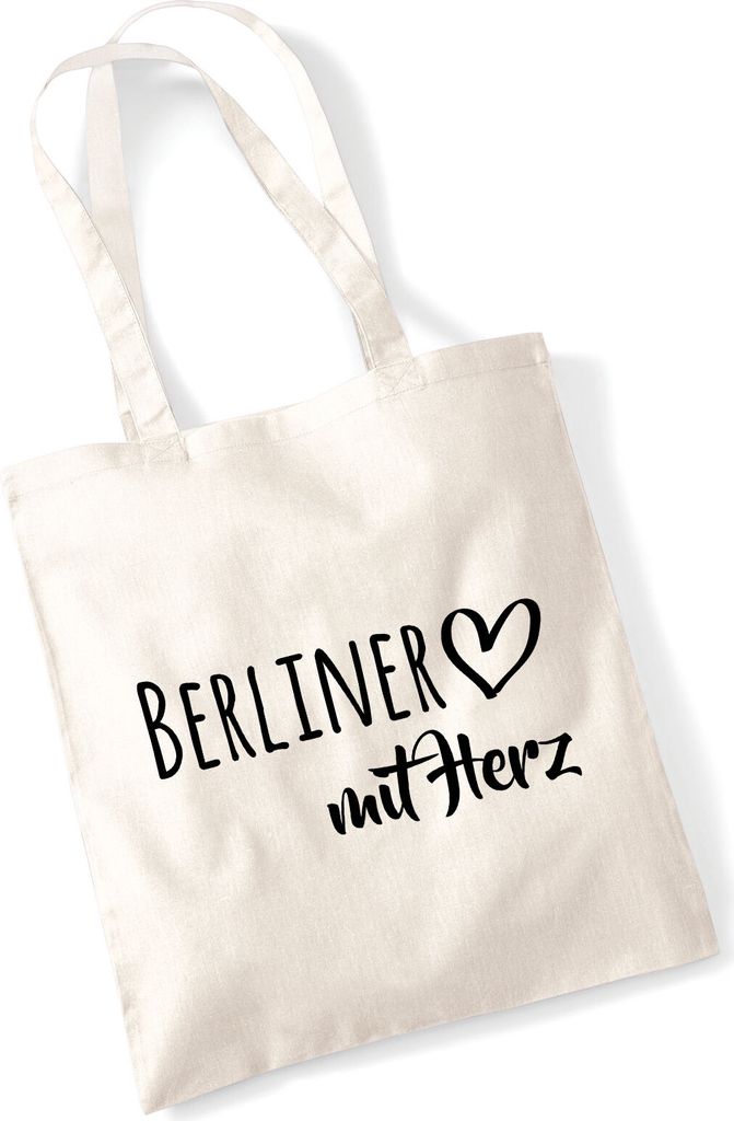Huuraa Tasche Berliner mit Herz Geschenk 10 Liter Natural Baumwolle Berliner Accessoire
