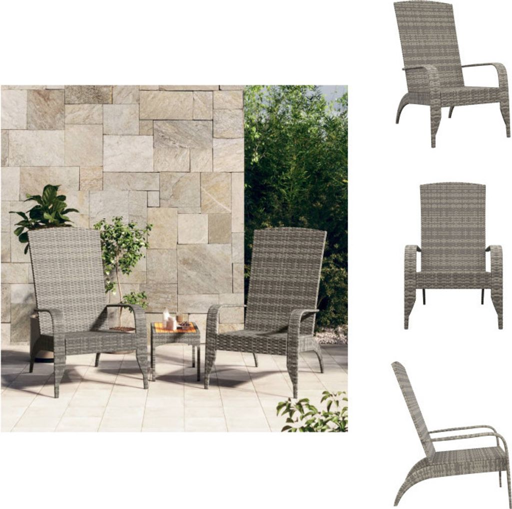 vidaXL Adirondack-Gartenstuhl Grau Poly Rattan - Gartenstühle