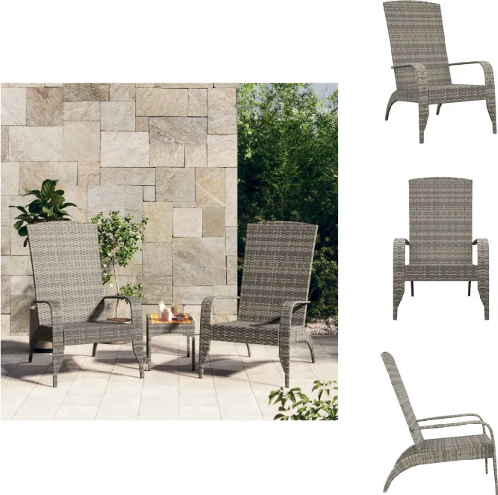Chaise Adirondack Extérieure Grise en Poly Rotin Résistant aux UV