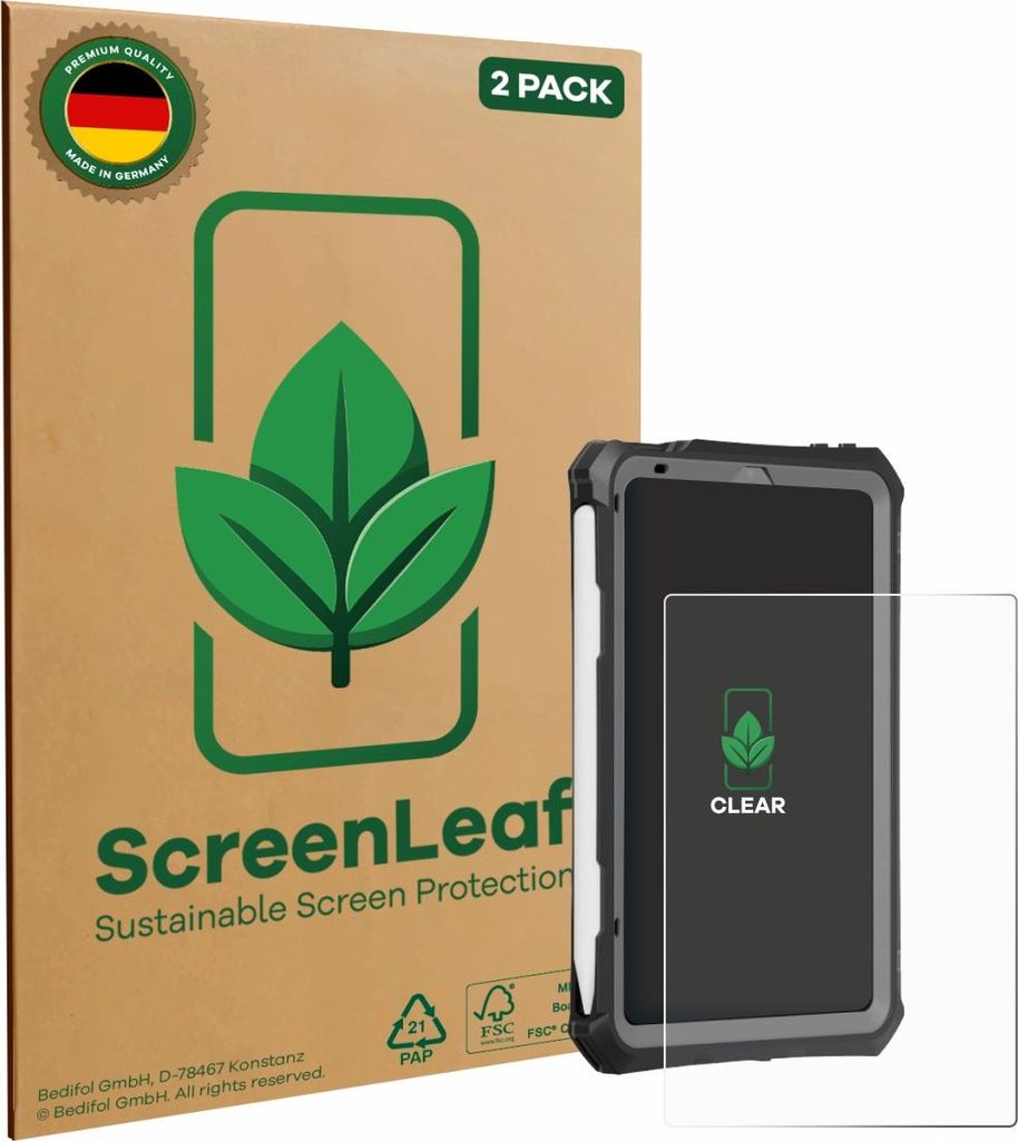 2x ScreenLeaf Schutzfolie für Apple iPad Mini 7 2024 (case-friendly) nachhaltiger Displayschutz Display Schutz Folie Klar Transparent