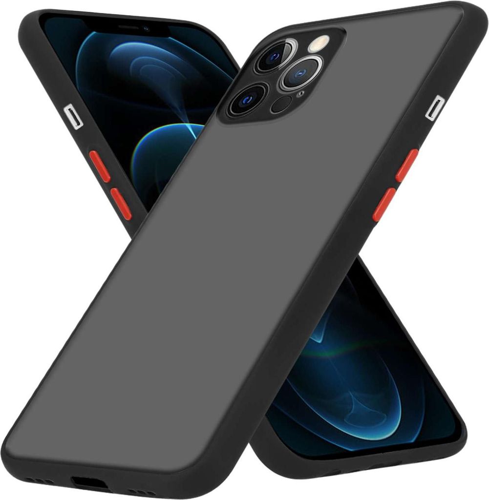 Cadorabo Hülle für Apple iPhone 12 PRO in Matt Schwarz Hybrid Schutzhülle mit TPU Silikon Innenseite und matter Kunststoff Rückseite Case Cover...