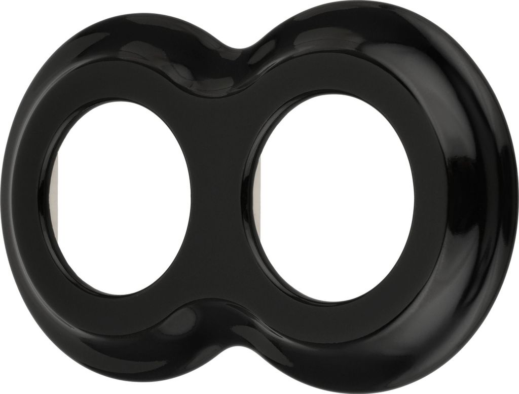 Porzellan Retro Curve Rahmen 2-fach I PR1 schwarz