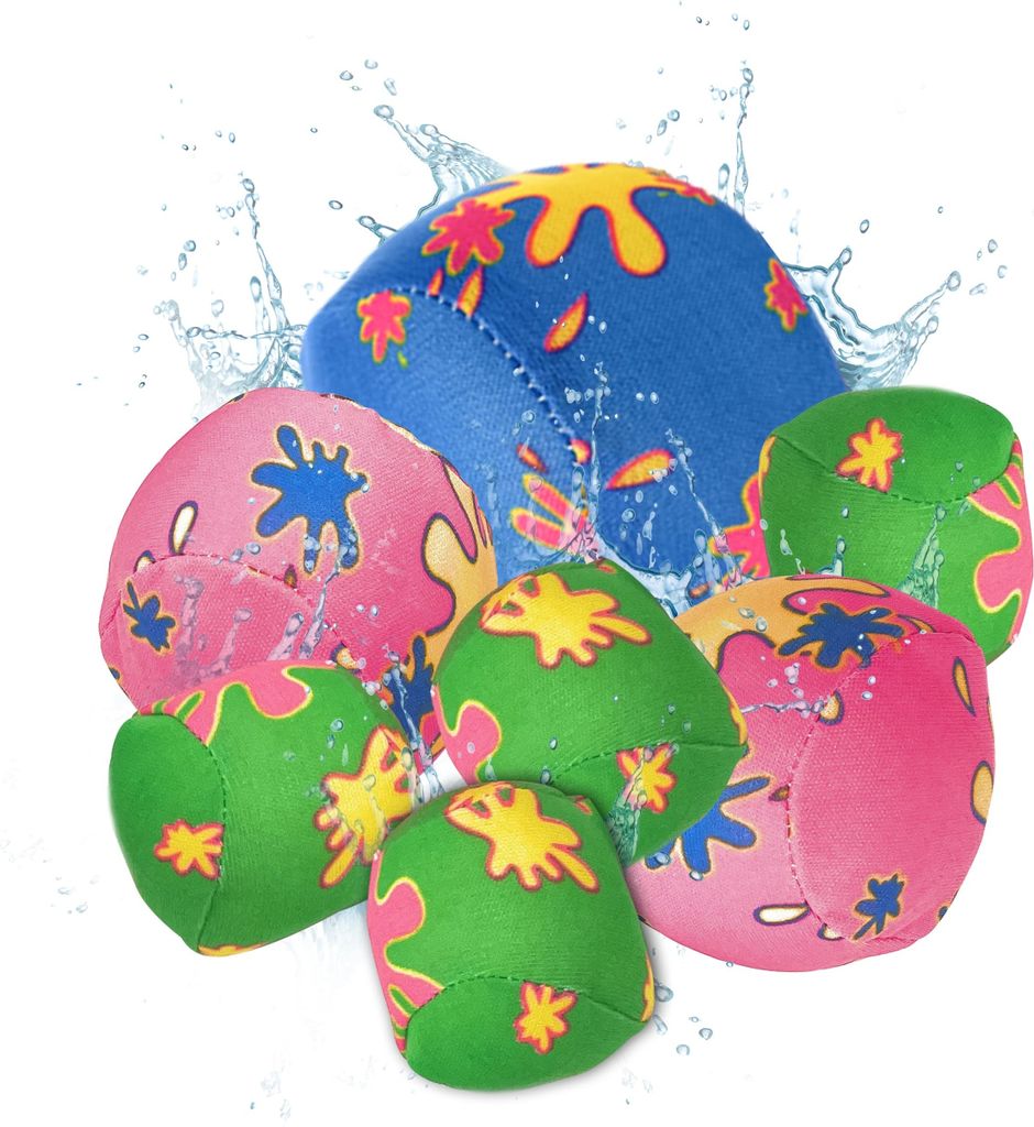 Wasserbälle 7er Set in drei Größen - Wasserbomben Bälle Set Splash - Wiederverwendbare Wasserballons Bomben - Ball für Kinder - Schwamm Ball P...