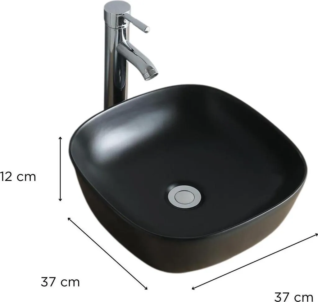 Lavabo Appoggio Ceramica Diego Quadrato | Design Moderno Minimal - 3
